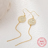 Korean Style 925 Silver Coins Tassel Earrings