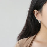 925 Silver Tassel Geometric Stud Earring for Women