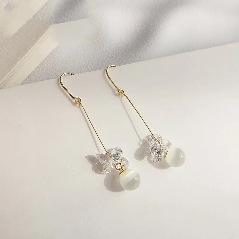 Korea Style 925 Sterling Silver Opal Stud Earring for Women