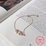 925 Sterling Silver Heart Pig Bracelet for Women