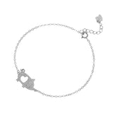 925 Sterling Silver Heart Pig Bracelet for Women