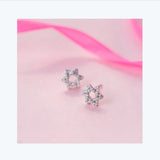 Korean 925 Silver Hexagram Stud Earring with Diamond for Women