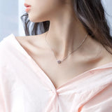 925 Silver Hexagram Strawberry Quartz Pendant Necklace