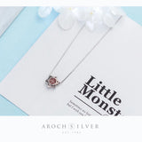 925 Silver Hexagram Strawberry Quartz Pendant Necklace