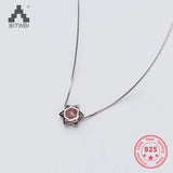 925 Silver Hexagram Strawberry Quartz Pendant Necklace