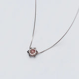 925 Silver Hexagram Strawberry Quartz Pendant Necklace