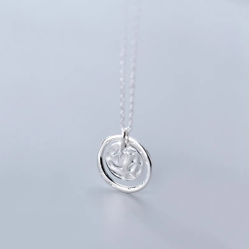 925 Sterling Silver Crater Pendant Necklace for Women