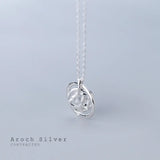 925 Sterling Silver Crater Pendant Necklace for Women