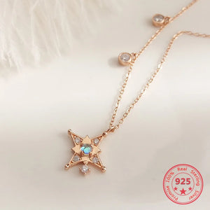 Korea Style 925 Sterling Silver Zircon Pendant Necklace