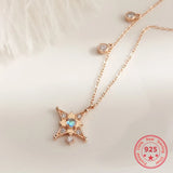 Korea Style 925 Sterling Silver Zircon Pendant Necklace