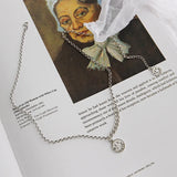 925 Sterling Silver Necklace Smiley Tag Retro Style Women Jewelry Gift