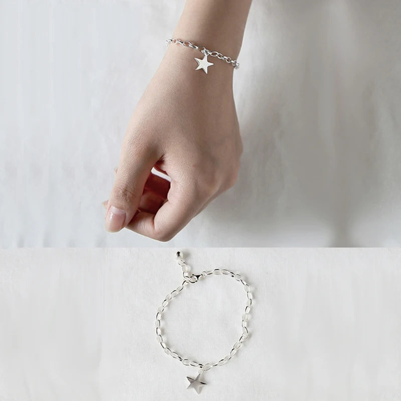 Korea Style Silver 925 Pentagram Bracelet Female Jewelry