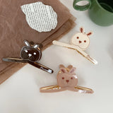 Korea Retro Metal Ponytail Hair Clip Rabbit Heart Hairpin