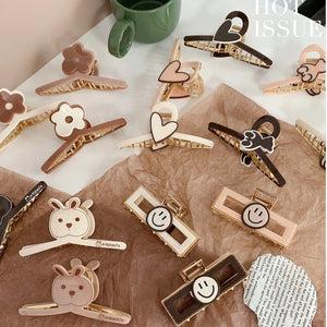 Korea Retro Metal Ponytail Hair Clip Rabbit Heart Hairpin