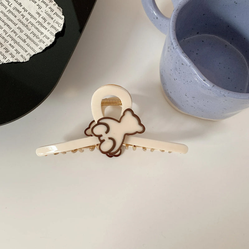Korea Retro Metal Ponytail Hair Clip Rabbit Heart Hairpin