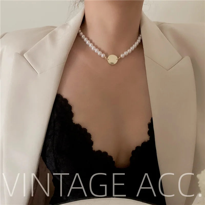 Korea Retro Pearl Necklace Classic Female Cold Necklace
