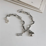 Korea S925 Sterling Silver Dollar Bag Chain Bracelet Hip Hop Style