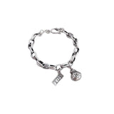 Korea S925 Sterling Silver Dollar Bag Chain Bracelet Hip Hop Style