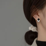 Korea S925 Sterling Silver Zircon Square Stud Earrings YME952