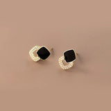 Korea S925 Sterling Silver Zircon Square Stud Earrings YME952