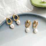 Korea Personality Geometric Clip Earrings Pearl Jewelry Women's Accessories