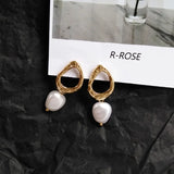 Korea Personality Geometric Clip Earrings Pearl Jewelry Women's Accessories
