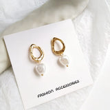Korea Personality Geometric Clip Earrings Pearl Jewelry Women's Accessories
