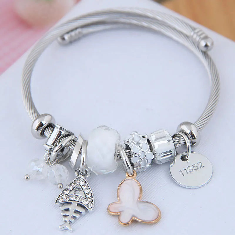 Korea Stainless Steel Butterfly Bracelets Adjustable Size