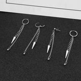Korea Star Punk Earring Clip Tassel Chain Red Hip-hop Rock Boys Stud Earrings