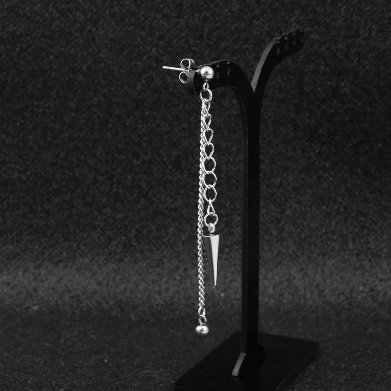 Korea Star Punk Earring Clip Tassel Chain Red Hip-hop Rock Boys Stud Earrings