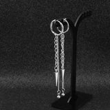 Korea Star Punk Earring Clip Tassel Chain Red Hip-hop Rock Boys Stud Earrings