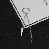 Korea Star Punk Earring Clip Tassel Chain Red Hip-hop Rock Boys Stud Earrings