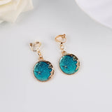 Korea Style Enamel Star Moon Circle Clip Earrings For Women