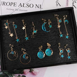 Korea Style Enamel Star Moon Circle Clip Earrings For Women