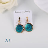 Korea Style Enamel Star Moon Circle Clip Earrings For Women