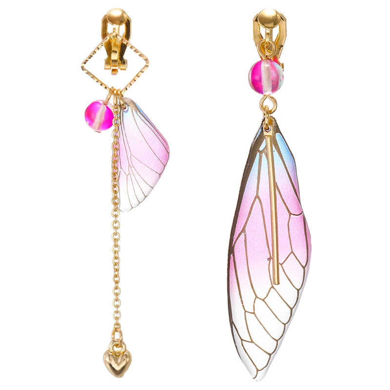 Korea Style Fresh Fairy Wing Clip Earrings for Women