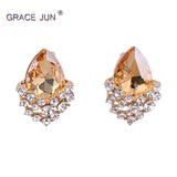 Crystal Rhinestone Water Drop Clip Earrings No Pierced for Women