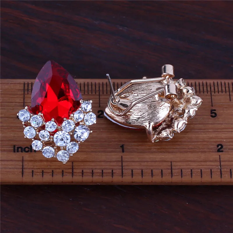 Crystal Rhinestone Water Drop Clip Earrings No Pierced for Women