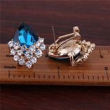 Crystal Rhinestone Water Drop Clip Earrings No Pierced for Women