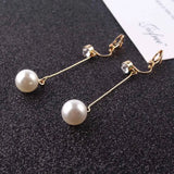 Korea Style Clip Earrings Long Pearl No Ear Hole Jewelry
