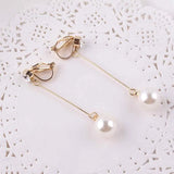 Korea Style Clip Earrings Long Pearl No Ear Hole Jewelry