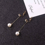 Korea Style Clip Earrings Long Pearl No Ear Hole Jewelry
