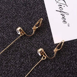 Korea Style Clip Earrings Long Pearl No Ear Hole Jewelry