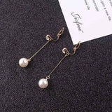 Korea Style Clip Earrings Long Pearl No Ear Hole Jewelry