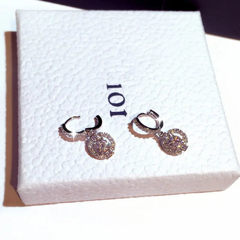Korea Flash Micro Inlaid Charm Zircon Ear Stud Women Wedding