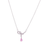 Korea Sweet Crystal Bow Knot Pendant Necklace