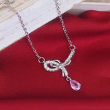Korea Sweet Crystal Bow Knot Pendant Necklace