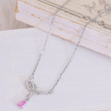 Korea Sweet Crystal Bow Knot Pendant Necklace