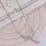 Korea Sweet Crystal Bow Knot Pendant Necklace