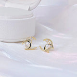 Korea Sweet Stars Ear Stud Jewelry Micro Inlaid Pearl Earrings